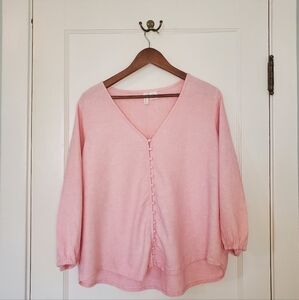 Cynthia Rowley Linen Blend Blouse – Plus Size 1X – Pale Pink